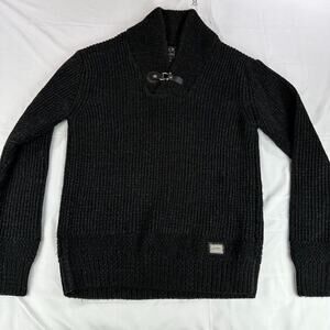 LCR Menswear Collection Black Buckle Button Cable Sweater Size 2XL